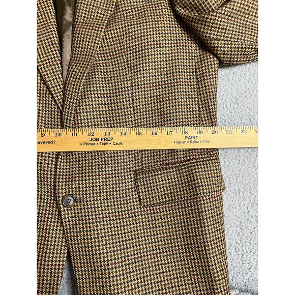Vintage Lord & Taylor Blazer 42 Tall Ralph Lauren Wool Houndstooth Beige Tan 42T - Picture 8 of 14